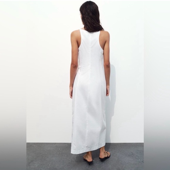 100% Cotton Bow White Midi Dress - Picture 2 of 5